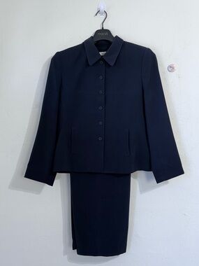 Vintage 90s Amanda Smith 2pc Pant Suit Blazer Set - navy Blue - Women’s Size 12